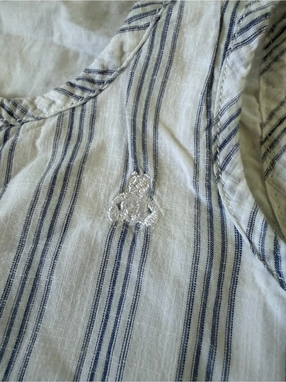 GAP Baby Striped Sleeveless Romper in White and Light Blue